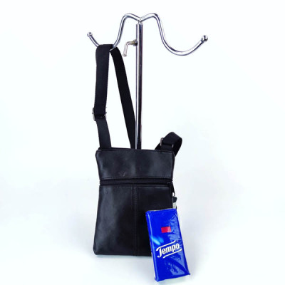 Borsello Unisex in Vera Pelle Piccolo Multitasche Nero Art. 1262